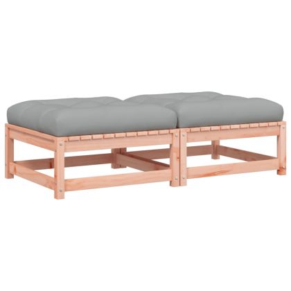 Градински табуретки с възглавници, 2 бр, дугласко дърво масив