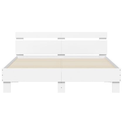 Рамка за легло с табла, бяла, 140x190 см, инженерно дърво