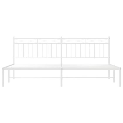 Метална рамка за легло с горна табла, бяла, 200x200 см