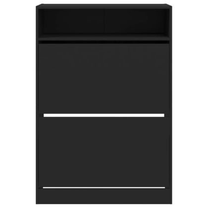 Шкаф за обувки с 2 флип чекмеджета черен 80x34x116 см