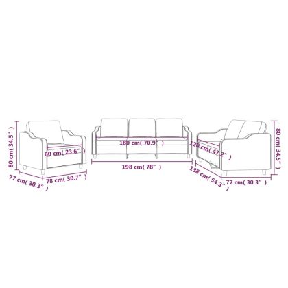 Комплект дивани от 3 части с възглавници, тъмносив, плат