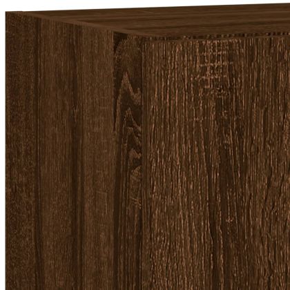 ТВ стенни модули с LED, 5 части, кафяв дъб, инженерно дърво