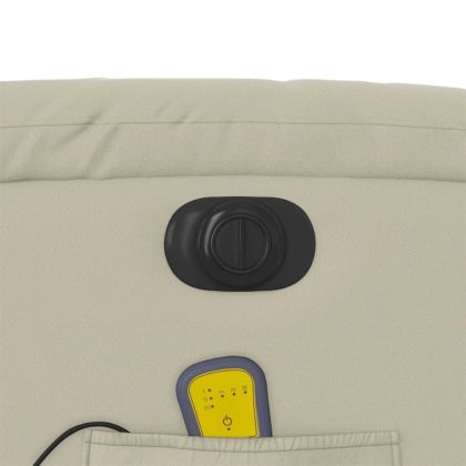 Електрически изправящ масажен реклайнер стол, кремав, еко кожа