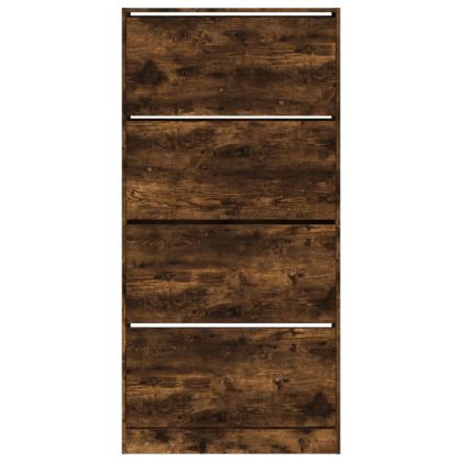 Шкаф за обувки с 4 флип чекмеджета опушен дъб 80x21x163,5 см