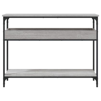 Конзолна маса с рафт, сив сонома, 100x29x75 см, инженерно дърво