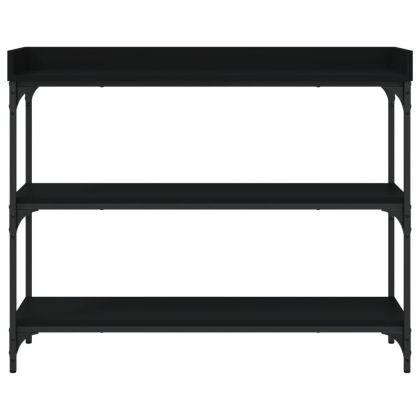 Конзолна маса с рафтове, черна, 100x30x80 cм