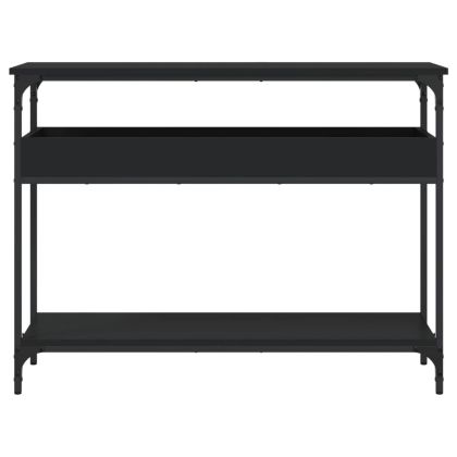 Конзолна маса с рафт, черна, 100x29x75 см, инженерно дърво