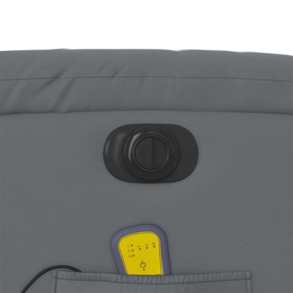 Електрически масажен реклайнер стол, сив, изкуствена кожа