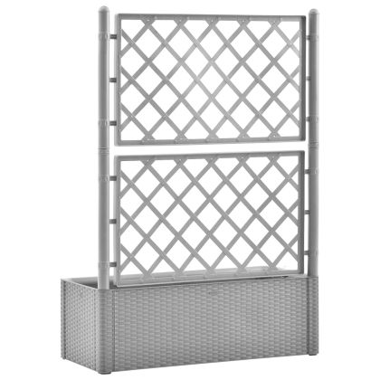 Градинска повдигната леха с решетка, самополивна, сива