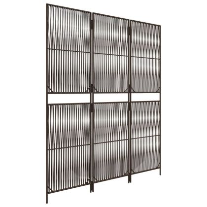 Параван за стая, 3 панела, кафяв, полиратан