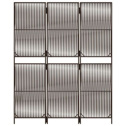 Параван за стая, 3 панела, кафяв, полиратан