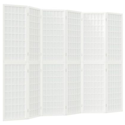 Параван за стая, 6 панела, в японски стил, 240x170 cм, бял