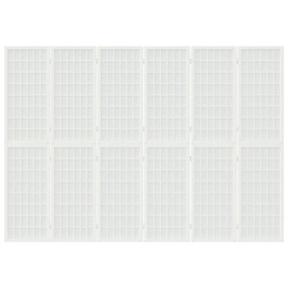 Параван за стая, 6 панела, в японски стил, 240x170 cм, бял