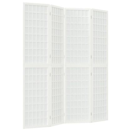 Параван за стая, 4 панела, в японски стил, 160x170 cм, бял
