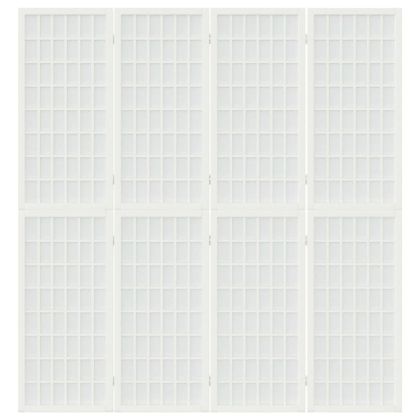 Параван за стая, 4 панела, в японски стил, 160x170 cм, бял