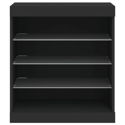 Сайдборд с LED светлини, черен, 60,5x37x67 см