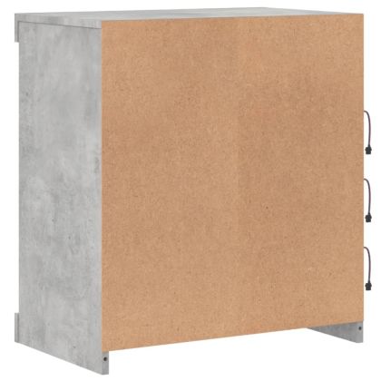 Сайдборд с LED светлини, бетонно сив, 60,5x37x67 см