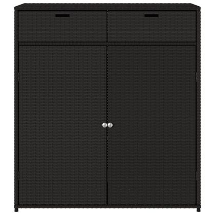 Градински шкаф за съхранение, черен, 105x55x113 см, полиратан
