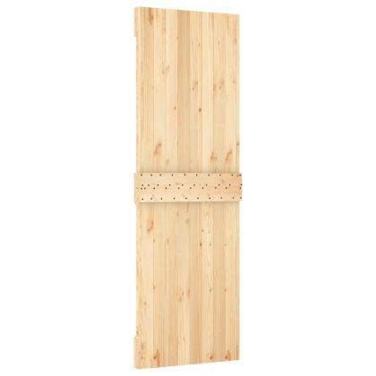 Плъзгаща врата с монтажни части, 70x210 см, борово дърво масив