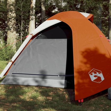 Куполна къмпинг палатка, 3-местна, сиво-оранжева, водоустойчива