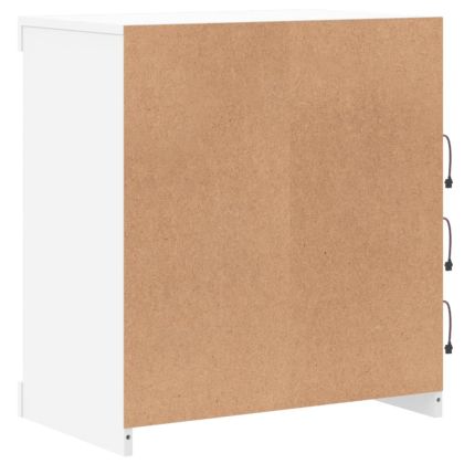 Сайдборд с LED светлини, бял, 60,5x37x67 см