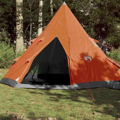 Къмпинг палатка типи, 4-местна, сиво-оранжева, водоустойчива