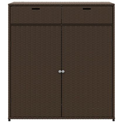 Градински шкаф за съхранение, кафяв, 105x55x113 см, полиратан