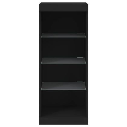 Сайдборд с LED светлини, черен, 41x37x100 см