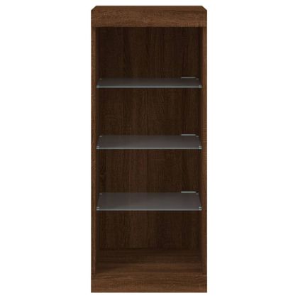 Сайдборд с LED светлини, кафяв дъб, 41x37x100 см