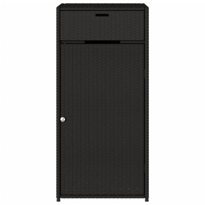 Градински шкаф за съхранение, черен, 55x55x111 см, полиратан
