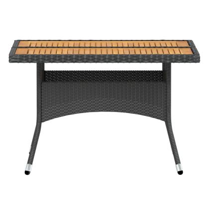 Градински комплект, 5 части, полиратан и акация, черен