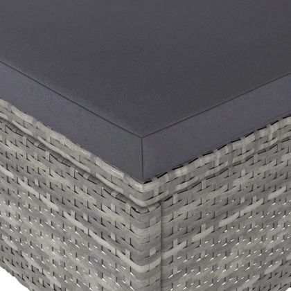 Комплект градински стол и табуретка от 4 части полиратан сив