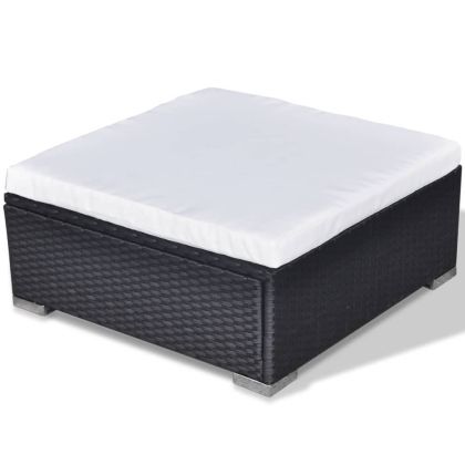 Градински лаундж комплект с възглавници 5 части полиратан черен