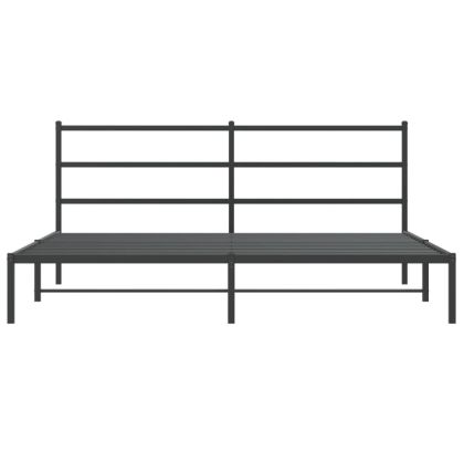 Метална рамка за легло с горна табла, черна, 183x213 см