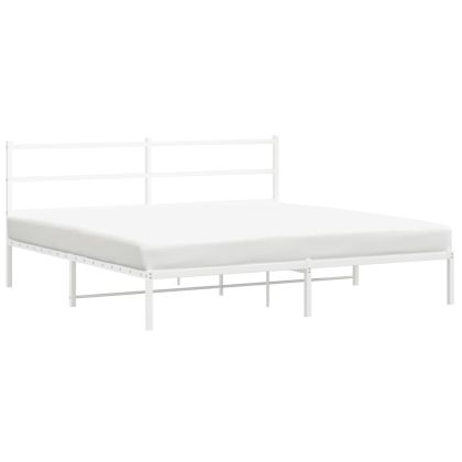 Метална рамка за легло с горна табла, черна, 193x203 см