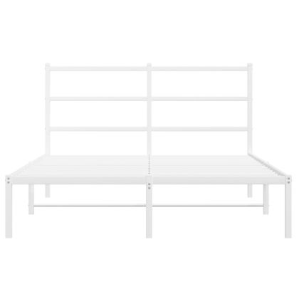 Метална рамка за легло с горна табла, бяла, 140x200 см