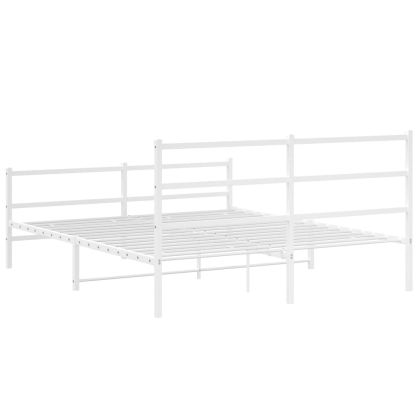 Метална рамка за легло с горна и долна табла, бяла, 150x200 см