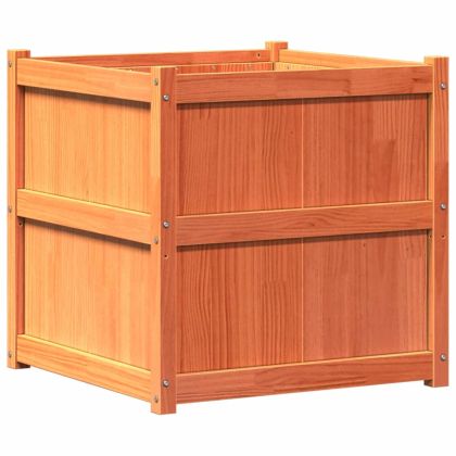 Градински сандък, восъчнокафяв, 70x70x70 см, борово дърво масив