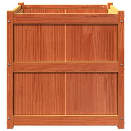 Градински сандък, восъчнокафяв, 70x70x70 см, борово дърво масив