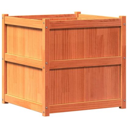 Градински сандък, восъчнокафяв, 70x70x70 см, борово дърво масив