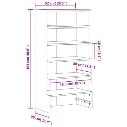 Шкаф за обувки, восъчнокафяв, 52x30x104 см, бор масив