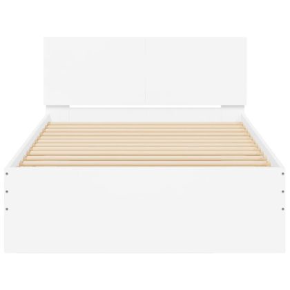 Рамка за легло с табла, бяла, 100x200 см, инженерно дърво