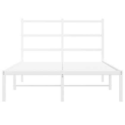 Метална рамка за легло с горна табла, бяла, 120x190 см