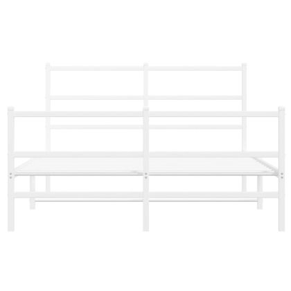 Метална рамка за легло с горна и долна табла, бяла, 140x190 см