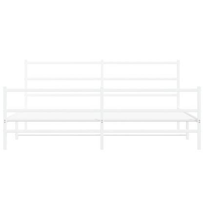 Метална рамка за легло с горна и долна табла, бяла, 200x200 см