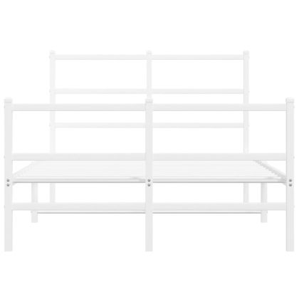 Метална рамка за легло с горна и долна табла, бяла, 120x200 см