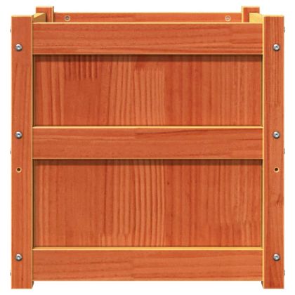 Градински сандък, восъчнокафяв, 50x50x50 см, борово дърво масив