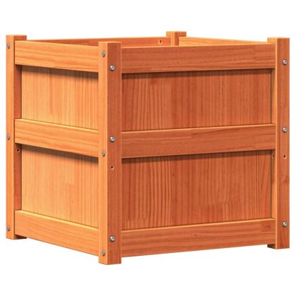 Градински сандък, восъчнокафяв, 50x50x50 см, борово дърво масив