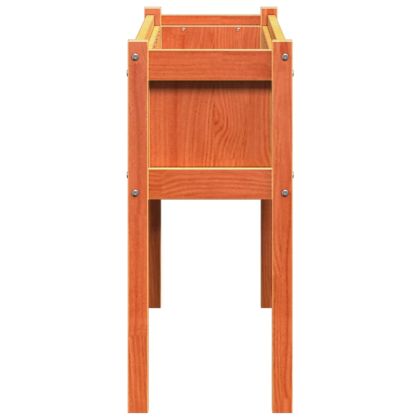 Градинска кашпа с крака, восъчнокафяв, 110x31x70 см, бор масив