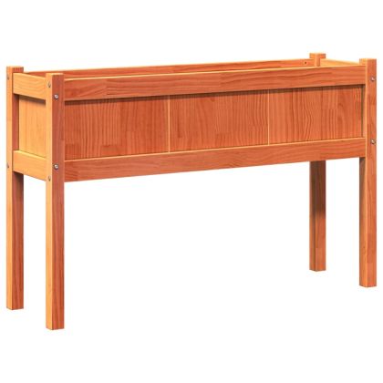 Градинска кашпа с крака, восъчнокафяв, 110x31x70 см, бор масив